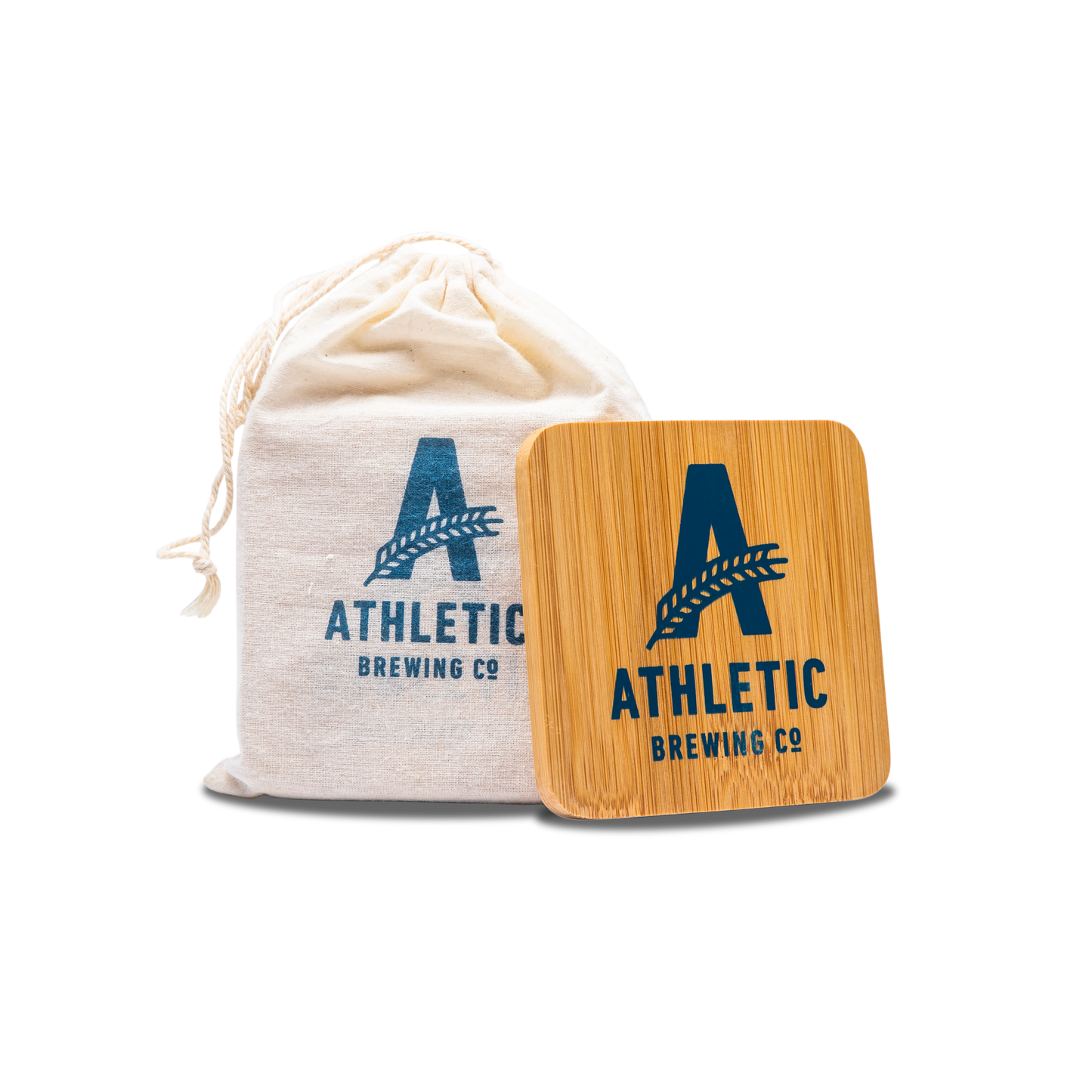 Athletic Brewing Bamboo Coasters Set of 4