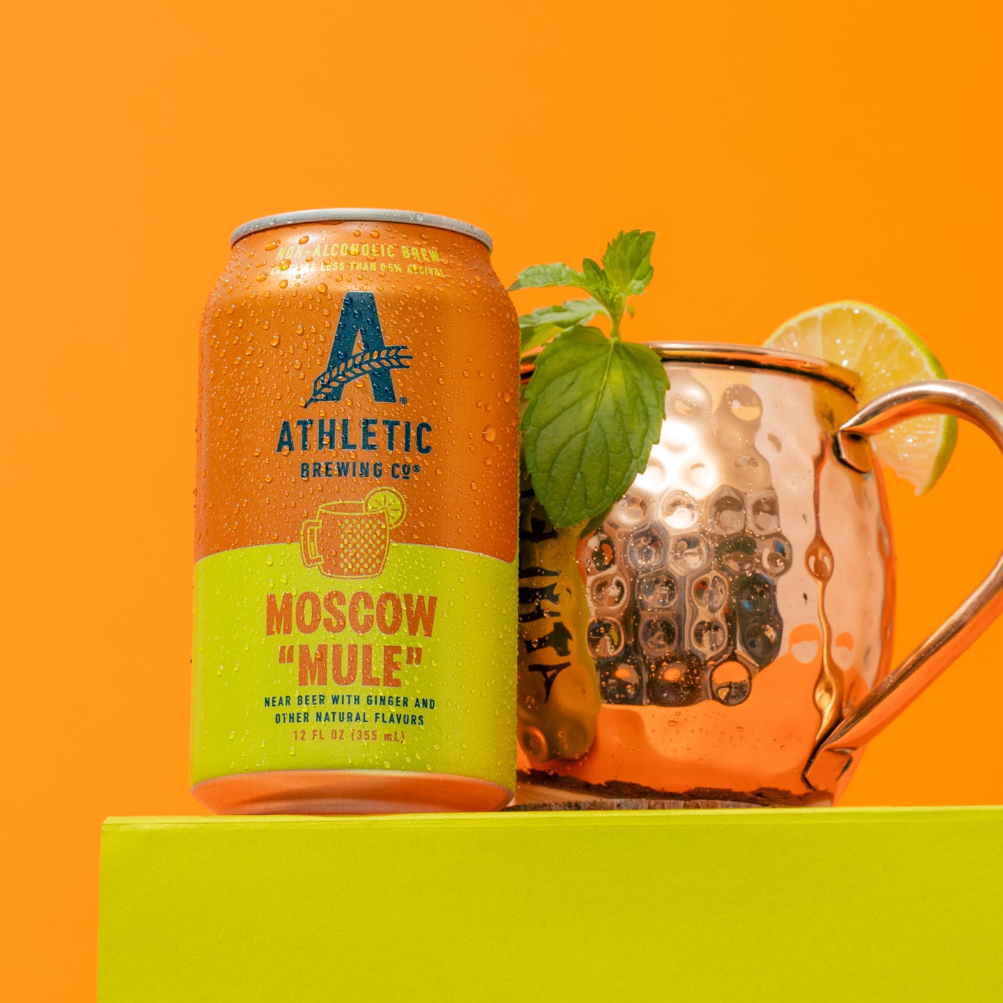 moscow mule NA can and a mug with it