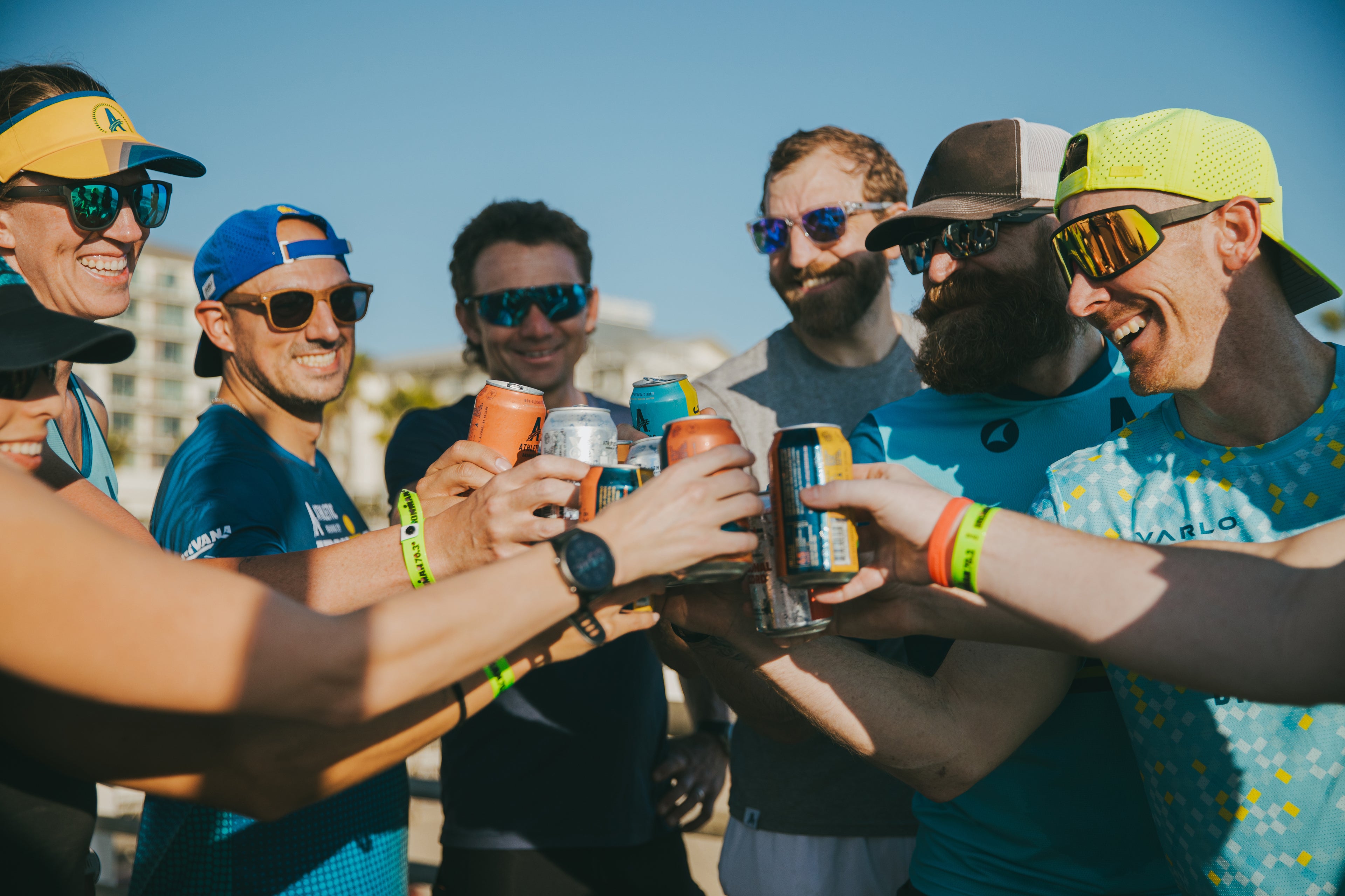 cheers with Athletic Brewing Co. ambassadors