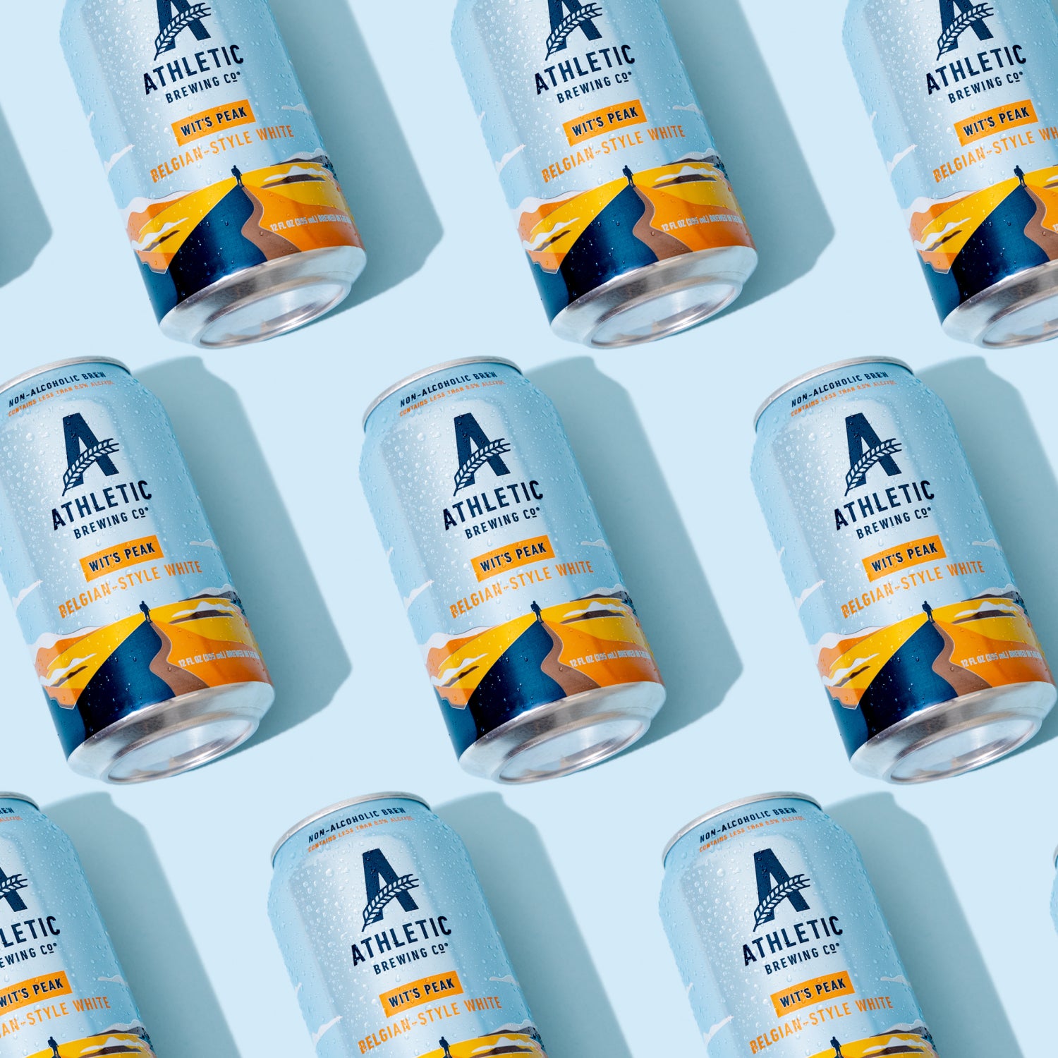 a bunch of cans of Wit's Peak  on a blue backgrounds