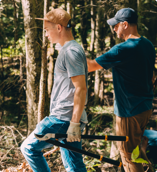 people cleaning up trails