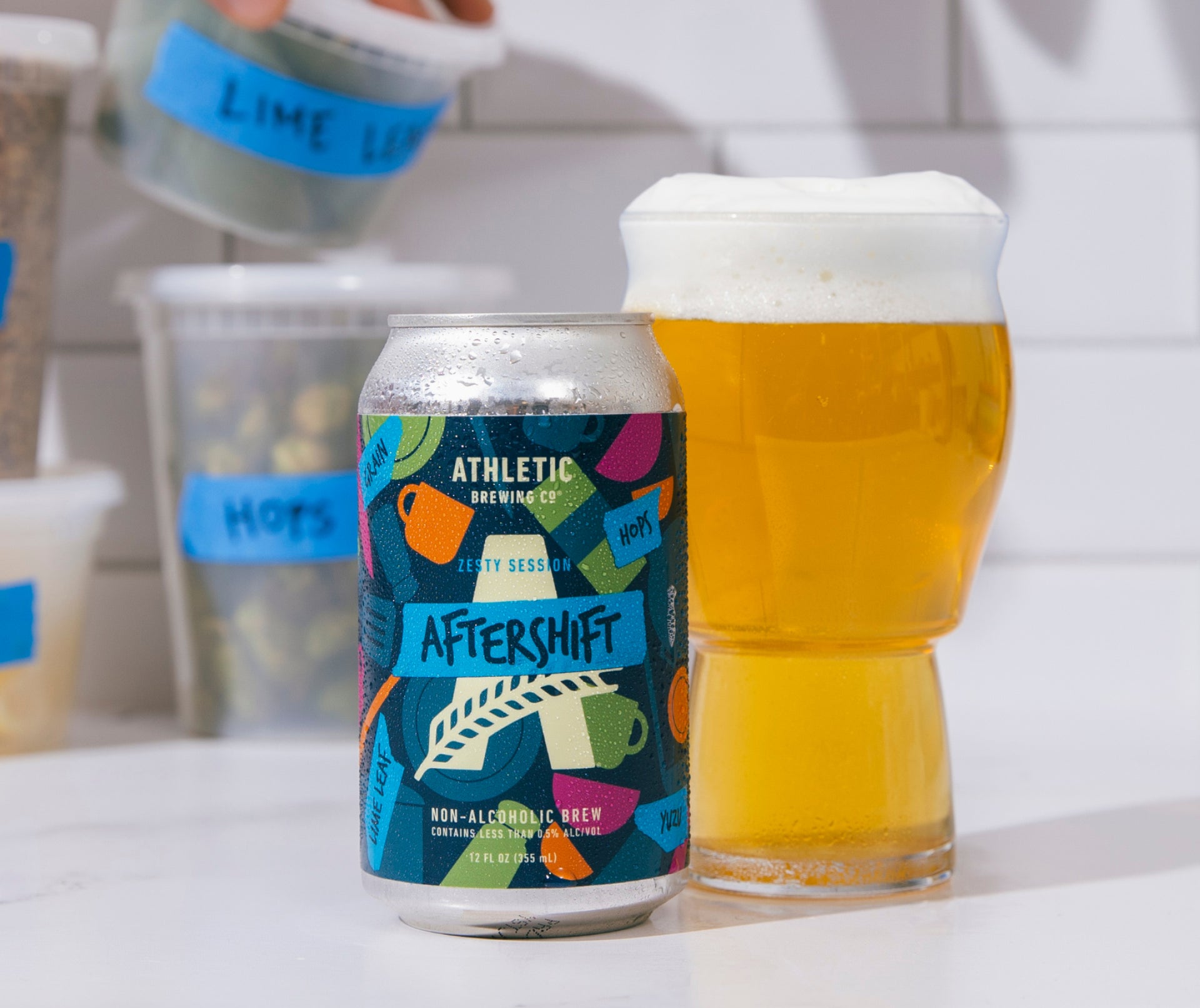 can and glass of Aftershift brew