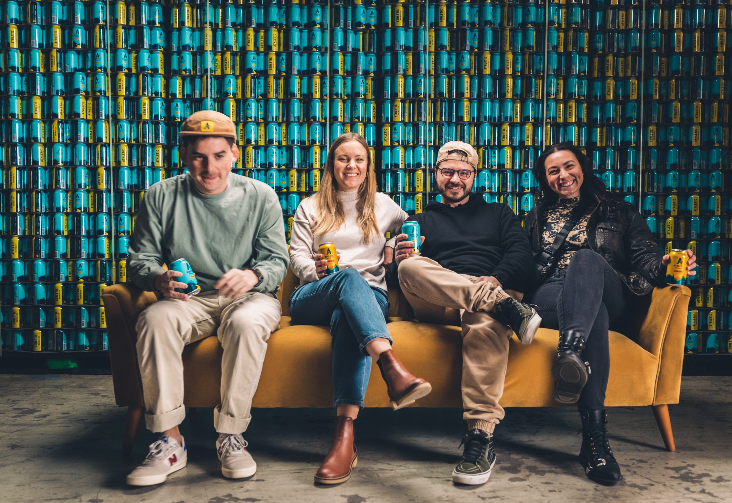 happy Athletic team on couch