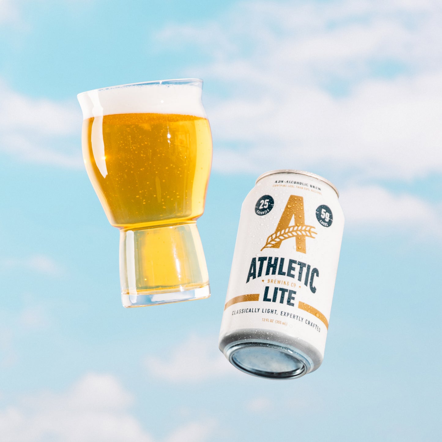 Athletic Lite can and glass