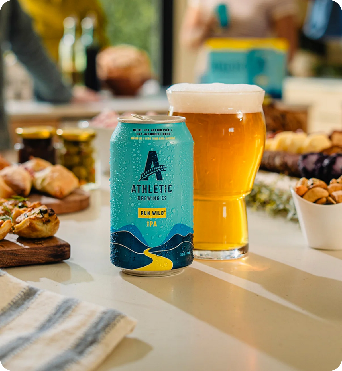 can and glass on kitchen counter