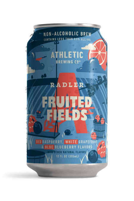 Athletic Brewing Company fruited fields non alcoholic brew with no background