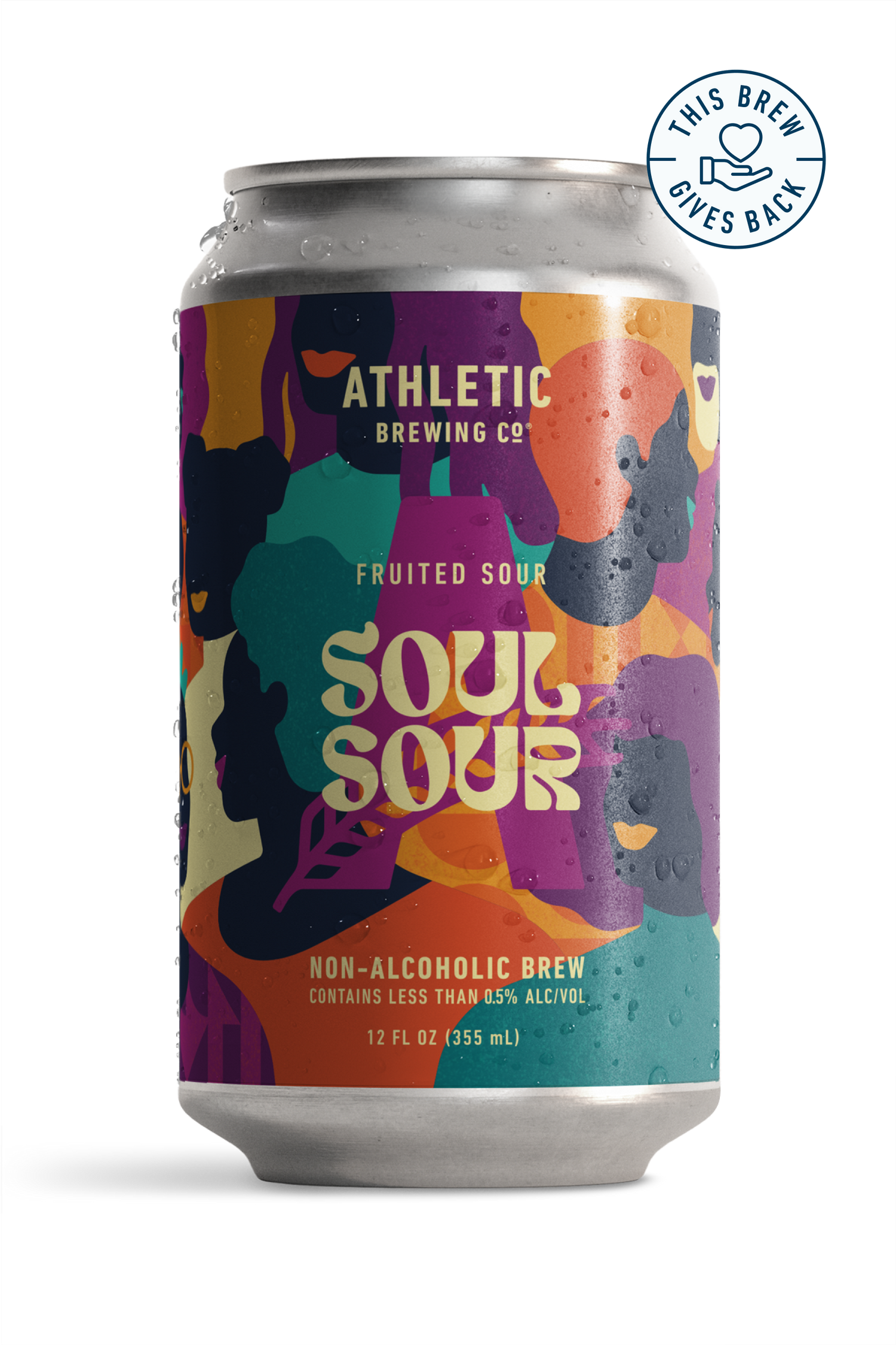 a can of soul sour with a badge "This brew gives back"