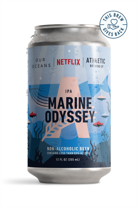 can of Marine Odyssey brew this brew gives back