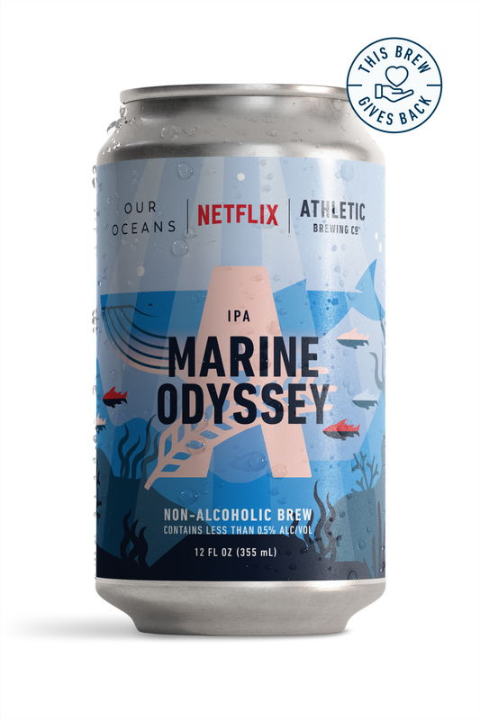 can of Marine Odyssey brew this brew gives back