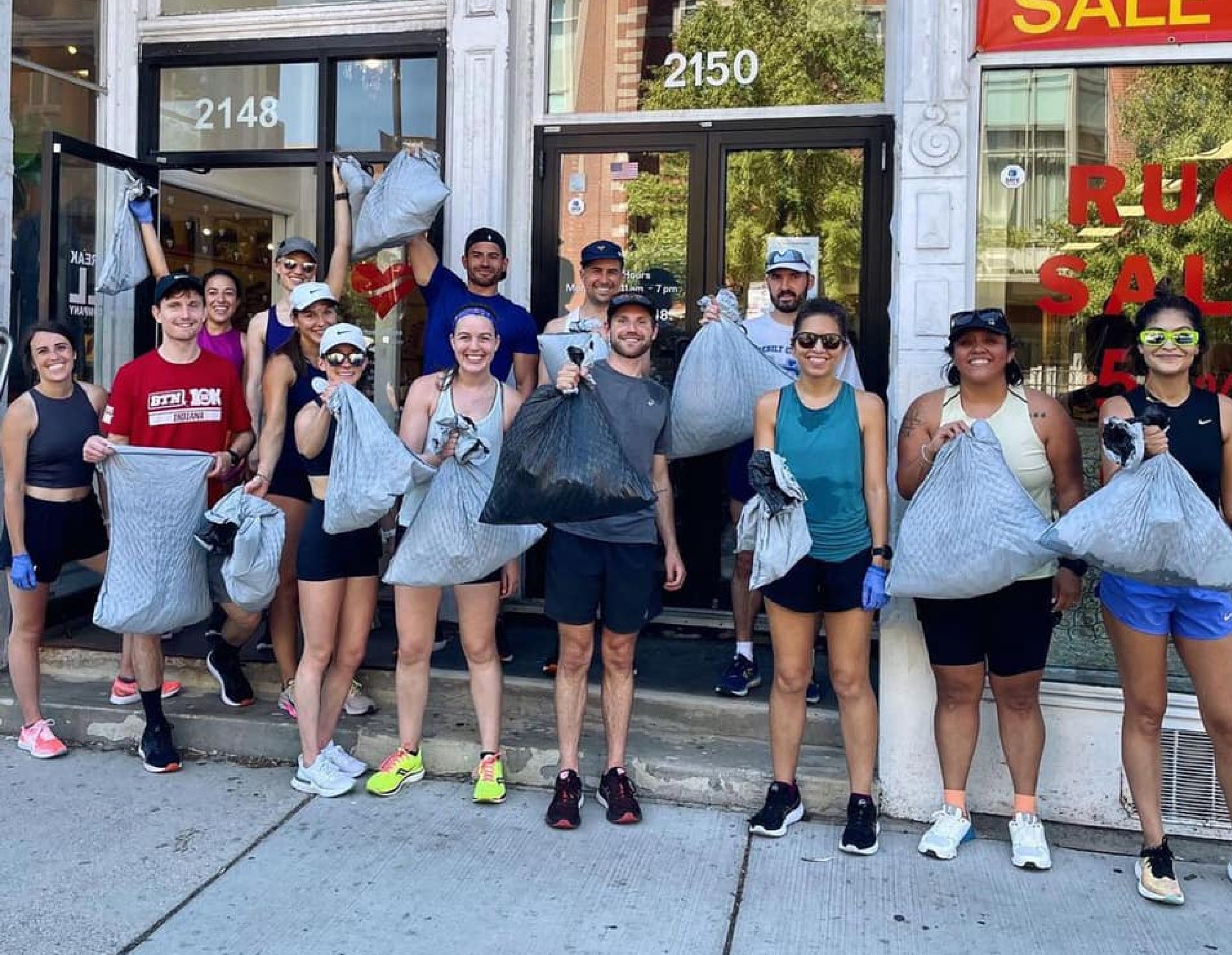 team cleaning up trash