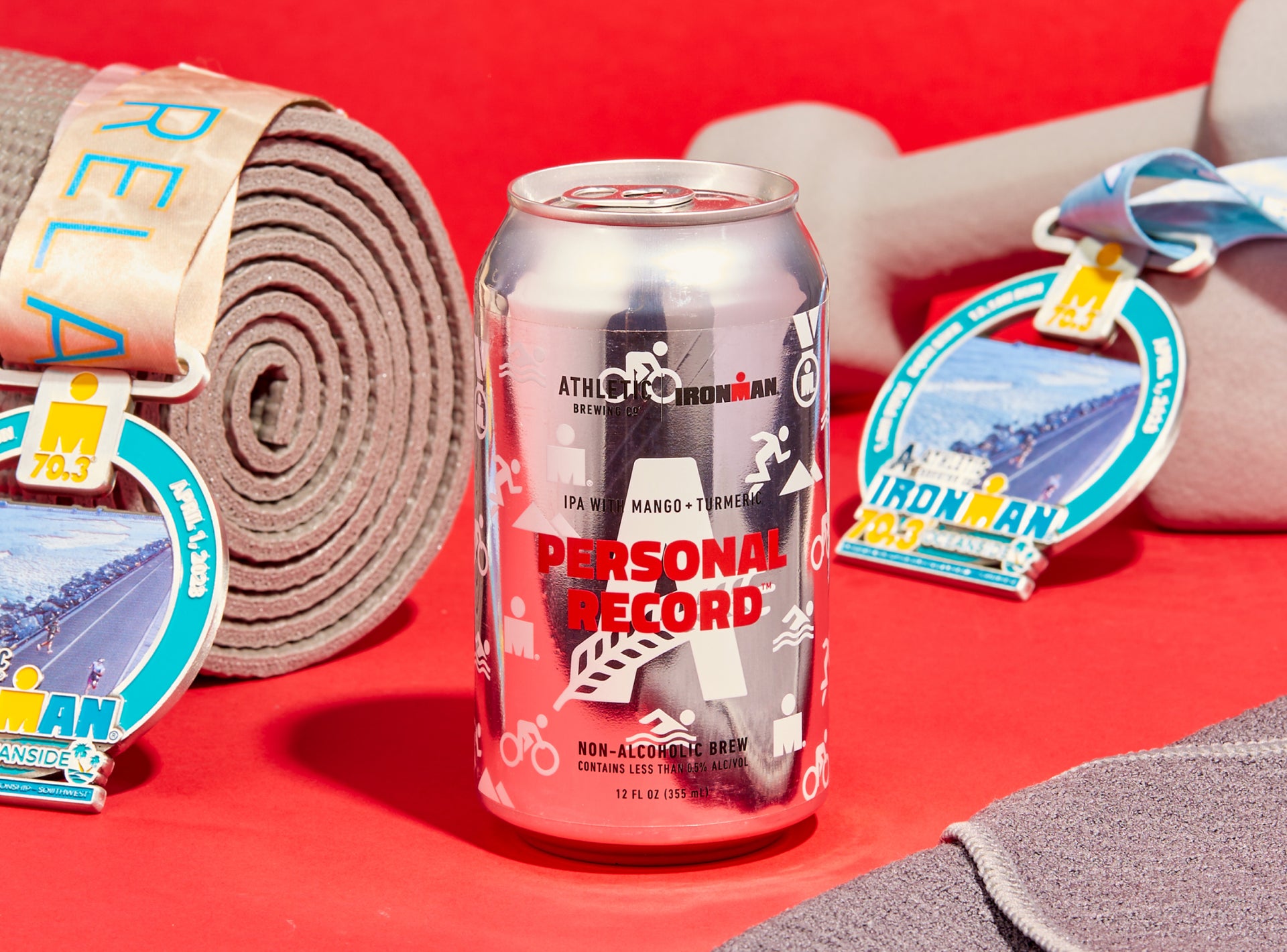 can of Personal Record on red background