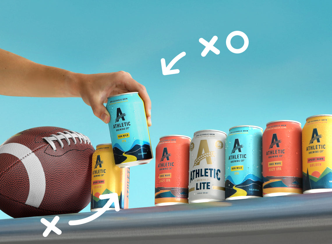 Athletic Brewing football and beers