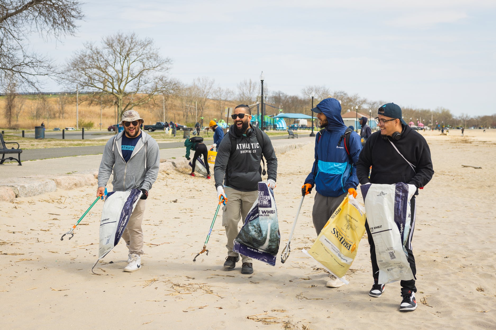 team picking up trash