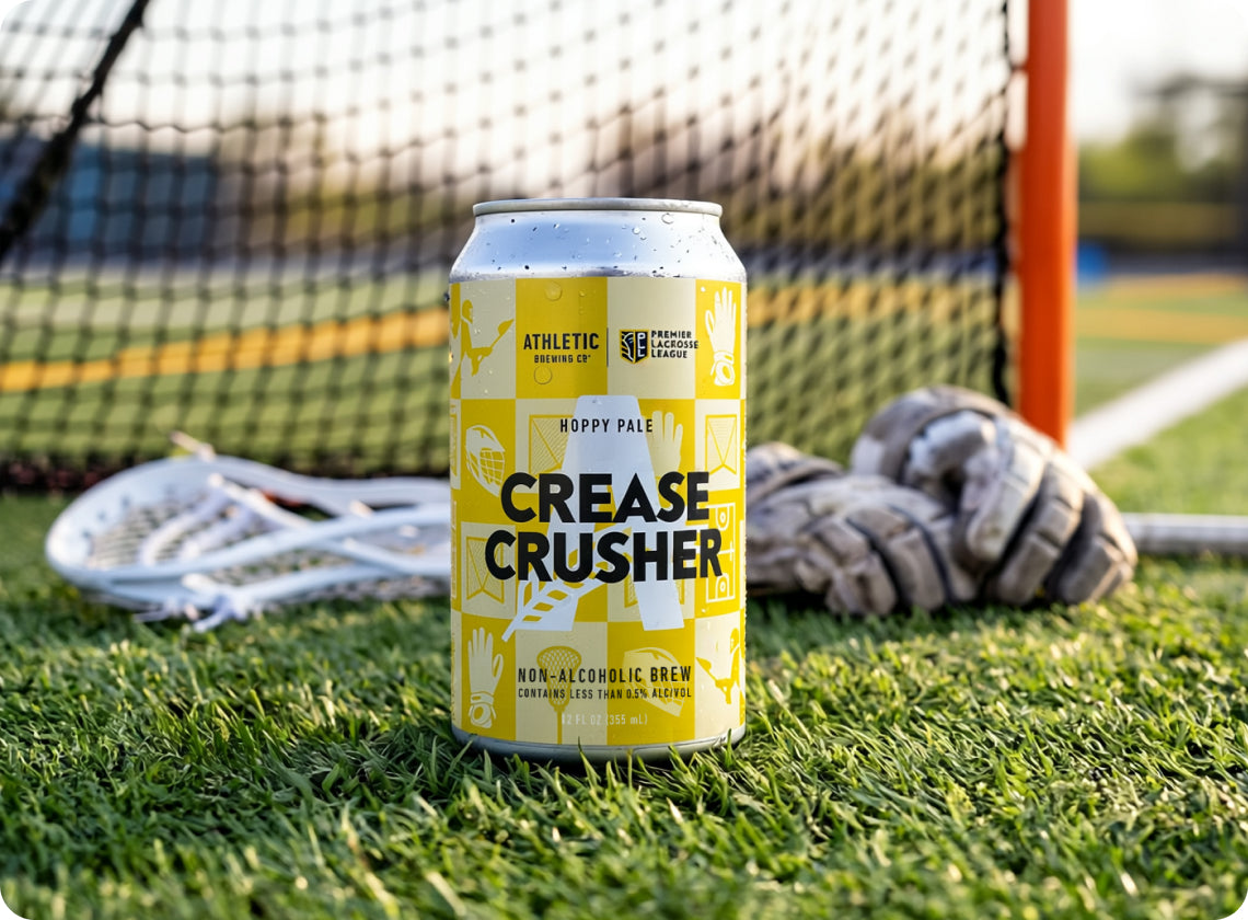 Crease Crusher can on grass lacrosse field