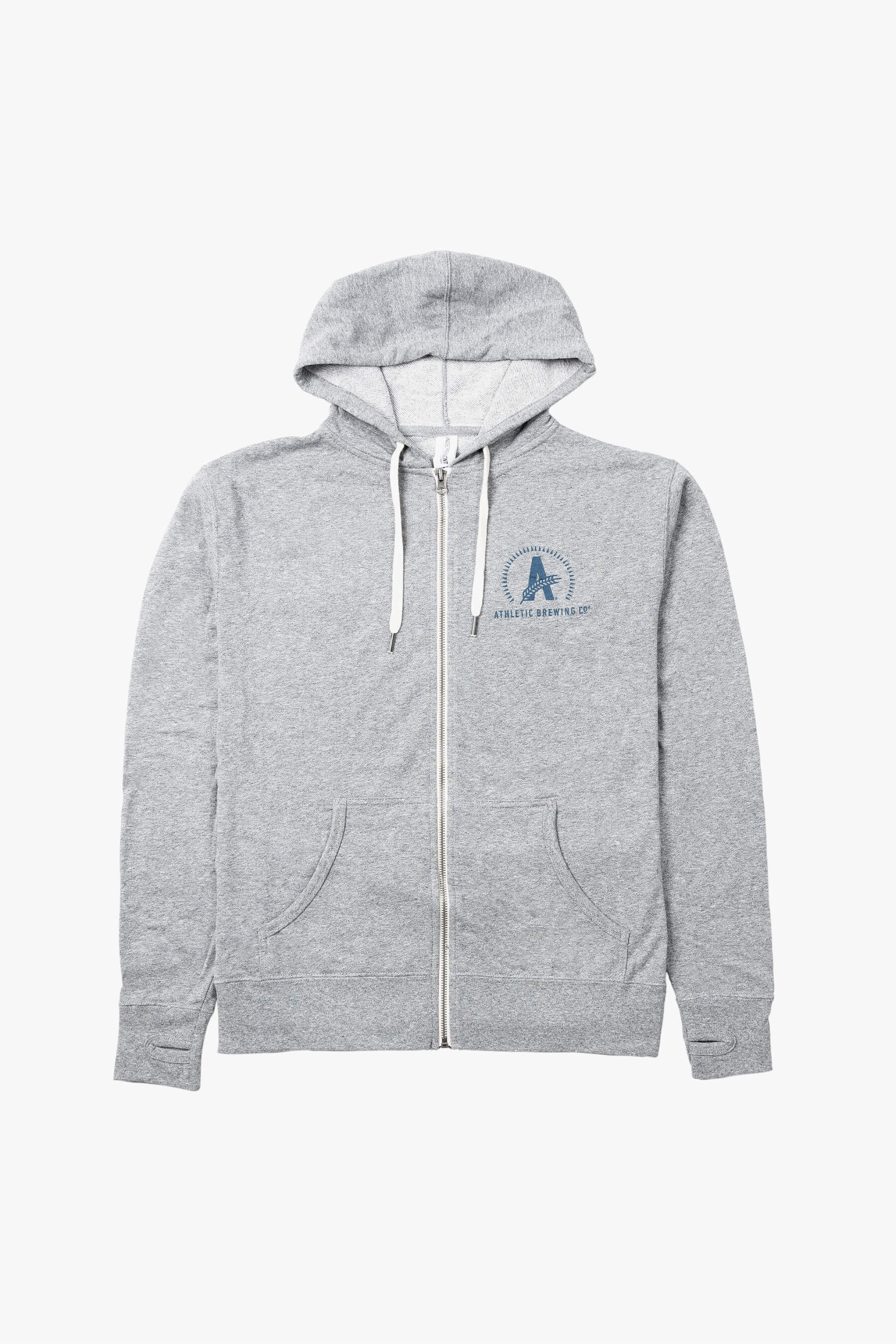 Athletic Brewing Co Unisex Zip Hoodie Grey